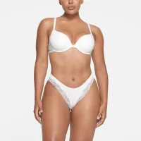 COTTON LACE PLUNGE BRA (MARBLE,32,A)