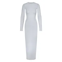 SHEER MODAL LONG SLEEVE LONG DRESS